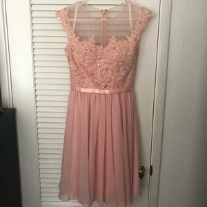 Pink lacy top flowy bottom fancy dress